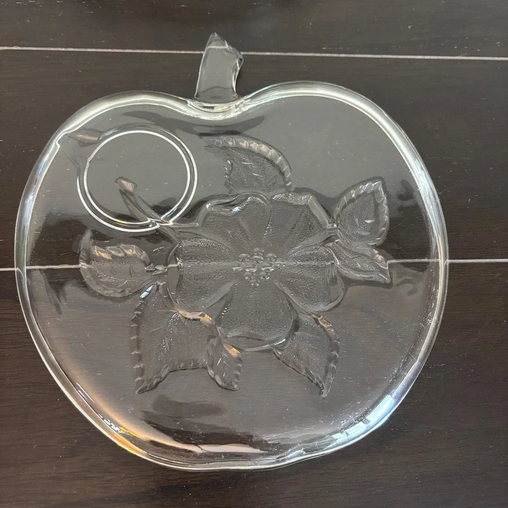 Vintage 1950's | Hazel Atlas Orchard Apple Glass Snack Plates | Set‎ Of 4